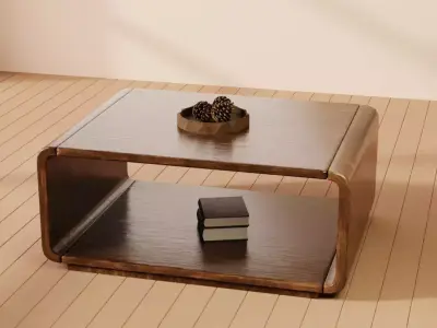 Modern Wooden Coffee Table Set 3D Model Collection