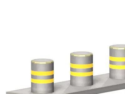 Car metal barrier Low-poly 3D model