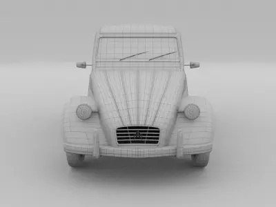 Citroen 2CV Low-poly 3D model