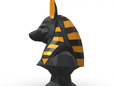 anubis low poly egyptian bust 3D print model