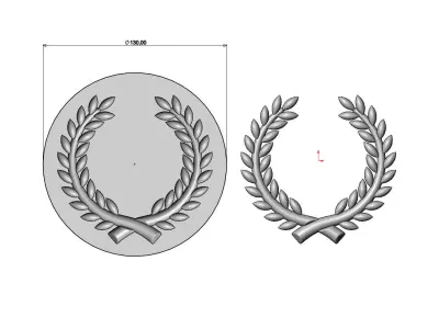 Mold bay leaves branches crown onlay relief 3D print model