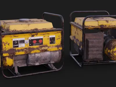 Petrol Diesel Gas Generator For Backup Power 3D Asset Low-poly 3D model