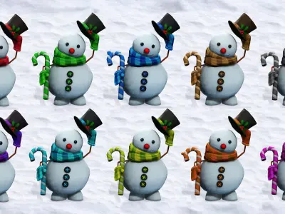 SNOW MAN RIGGED ANIMATED 2 Low-poly 3D model