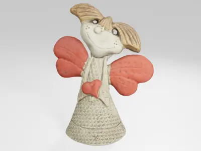 Grinning Angel with Heart in Hands 3D model