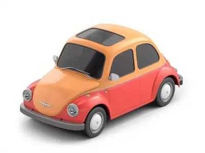 Stylized Pink Cartoon Compact Car 3D Model Low-poly 3D model by Choco-Bear