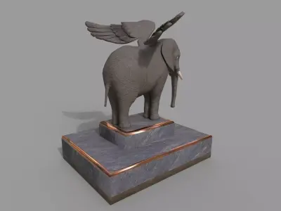 Elephant Statue Low Poly 3d Model Low-poly 3D model