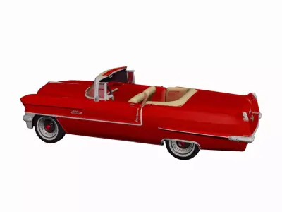 1956 Classic American Car 3D Model Red Vintage Luxury Sedan 3D model