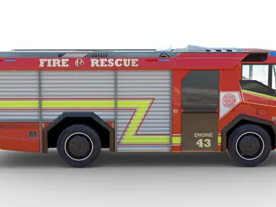 Generic Firetruck USA style Low-poly 3D model