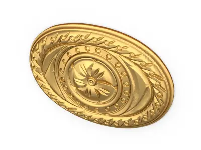 Classic oval decor ornament carved 20 3D model