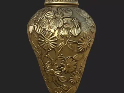 Baroque Antique Vase Low Poly 3 Textures PBR Low-poly 3D model