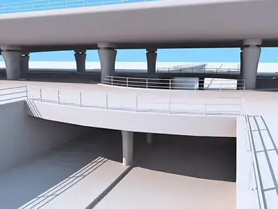 Overpass plane flying in sky 3D model