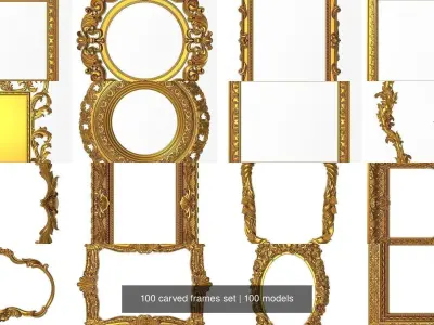 100 carved frames set 3D Model Collection