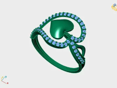 Women Ring Diamond Stone STL 3DM Lightweight Printable 3D print model 73