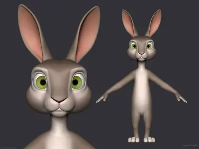 Stylized Cartoon Rabbit - Biped 3D model