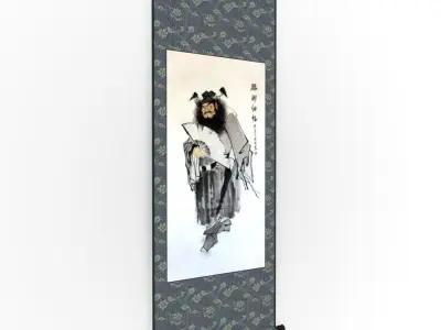 Chinese Hanging Scroll Brush Painting - Figure of Zhong Gui Low-poly 3D model