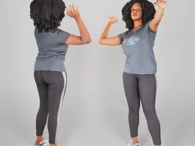 Young african-american woman in sportswear throwing a ball 222 Low-poly 3D model