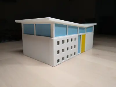 Tissue Box Cover - Mid-century House 3D print model