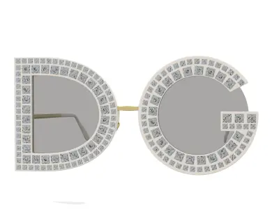 Dolce Gabbana DG Glitter Round-frame Sunglasses Low-poly 3D model