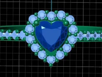 Heart Shaped Diamond Golden Ring 3D print model