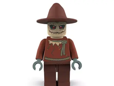 The Scarecrow lego figure wearing hat 3D model