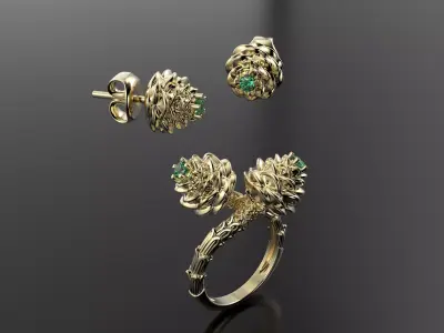 Conifer cone set 3D print model