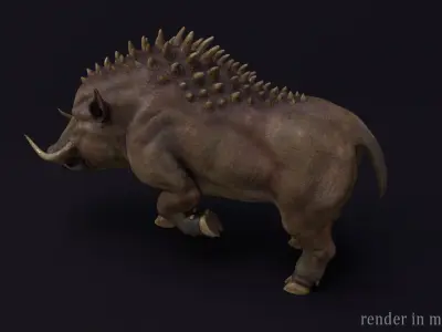 Boar creature Low-poly 3D model