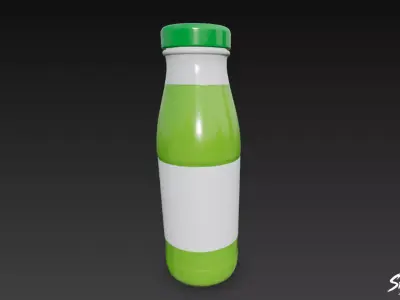 Green Juice Bottle Low-poly 3D model