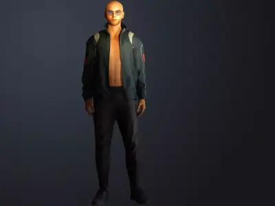 Realistic Male Character Rigged Game Ready Jacket and Glasses 3D model