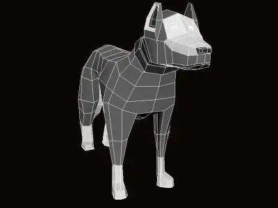 Dog with Materials Low-poly 3D model