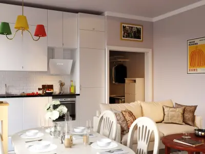 Scandinavian style interior scene 3D model