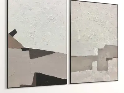 Plaster Two Photo Frame 349 Low-poly 3D model