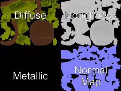 Green Moss Cushion model pack Low-poly 3D model