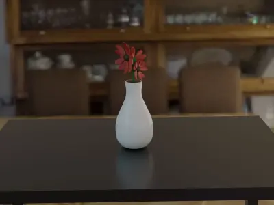 Decorative vases with basic flowers 3D model