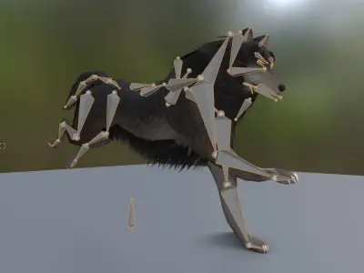 Wolf Rigged Low-poly and Game-Ready Blender-29 Version Low-poly 3D model