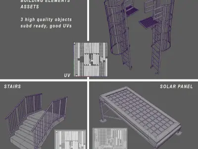 Basic industrial elements set  Free 3D model