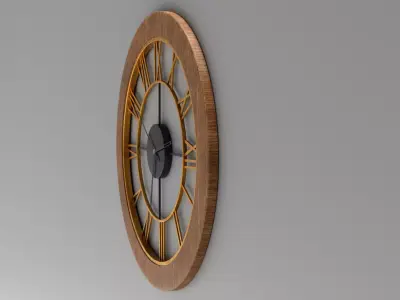 Clock wooden on wall Free 3D model