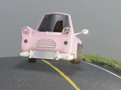 cartoon car with clean and rusty paint map 3D model
