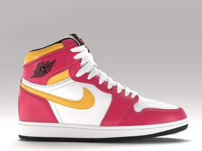 Jordan 1 Retro High  Light Fusion Red PBR Low-poly 3D model