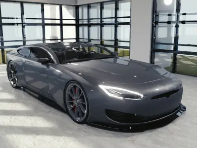 BLENDER EEVEE Brandless Sports GT coupe Low-poly 3D model