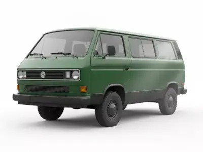 Classic 1980s Utility Van Volkswagen T3 Low-poly 3D model