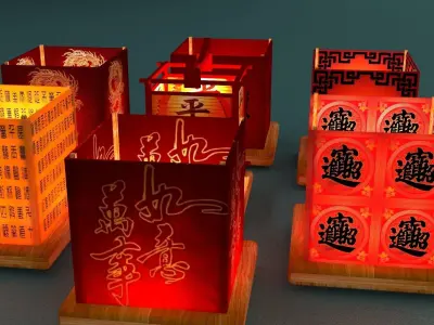 Chinese water lantern Low-poly 3D model