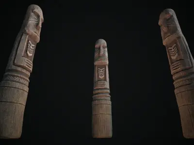 Totem wood 1 pbr 4k Low-poly 3D model