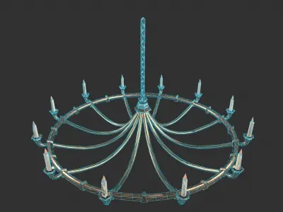 Golden Chandelier Low-poly 3D model