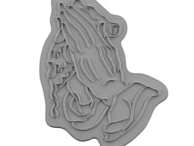 Pizza Praying Hands Neon Sign 3D model