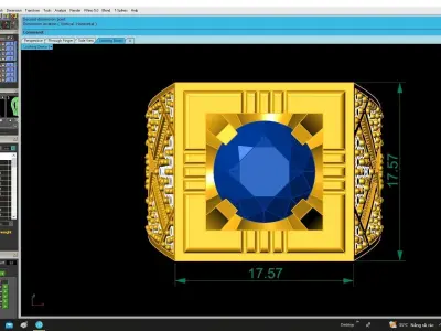 Luxury Square Signet Gemstone Ring Jewelry 3D Model  4820 3D print model