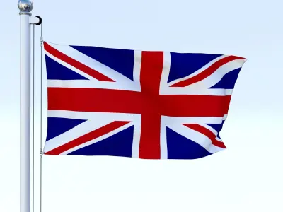Anmated Great Britain Flag Low-poly 3D model