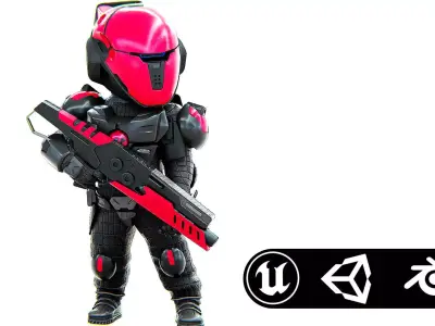 CYBER SOLDIER XC-100 Rigged for Unreal Engine - Unity - MIXAMO  3D model