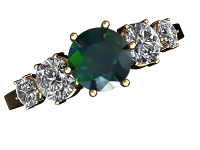 Aria Ring  Emerald Center with Diamond Accents 3D model