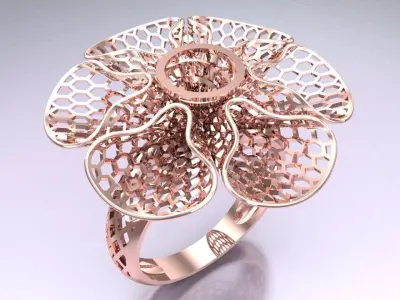  Mesh flower ring - Italian rings - Womens Rings - N6173 3D print model