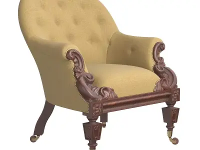 Early Victorian Rosewood Armchair 3D model
